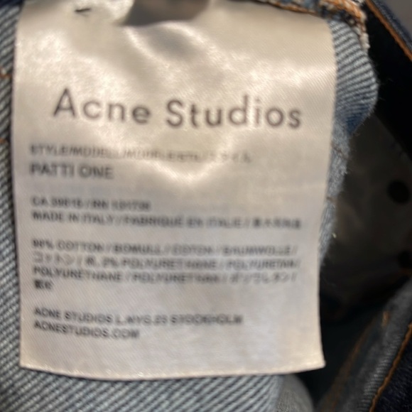 Acne Studios “Patti One” dark blue denim Designer Trendy Cotton 5 Pocket jean 26 - Picture 4 of 4